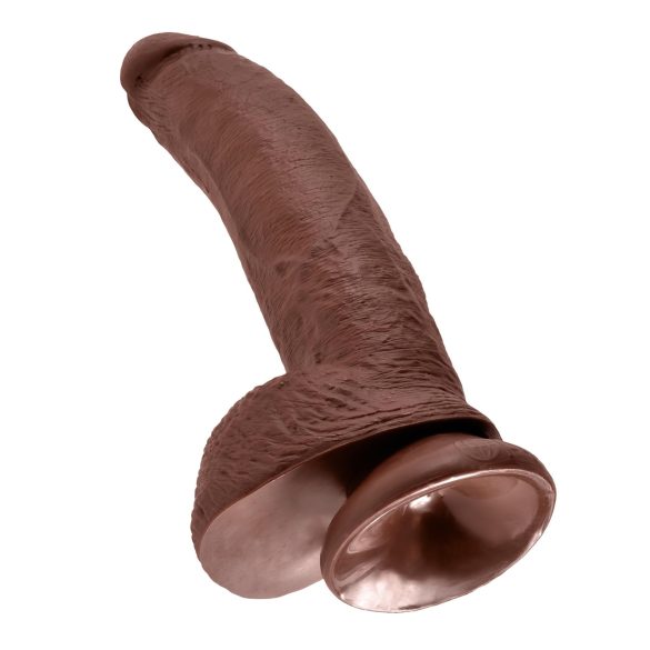 King Cock 9 - liels piesūceknis, ar sēkliniekiem dildo (23cm) - brūns