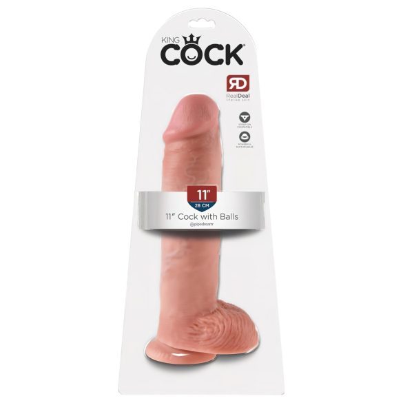 King Cock 11 - piesūcekņu dildo ar sēkliniekiem (28 cm) - dabīgs