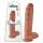 King Cock 11 - piesūcekņa dildo ar sēkliniekiem (28cm) - tumša dabīgā krāsa