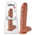King Cock 11 - piesūcekņa dildo ar sēkliniekiem (28cm) - tumša dabīgā krāsa