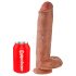 King Cock 11 - piesūcekņa dildo ar sēkliniekiem (28cm) - tumša dabīgā krāsa