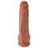 King Cock 11 - piesūcekņa dildo ar sēkliniekiem (28cm) - tumša dabīgā krāsa