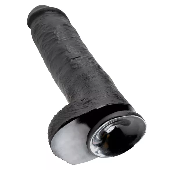 King Cock dildo ar piesūcekni un sēkliniekiem 28 cm melns