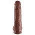 King Cock 11 - liels piesūcekņa dildo ar sēkliniekiem (28 cm) - brūns