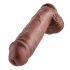 King Cock 11 - liels piesūcekņa dildo ar sēkliniekiem (28 cm) - brūns