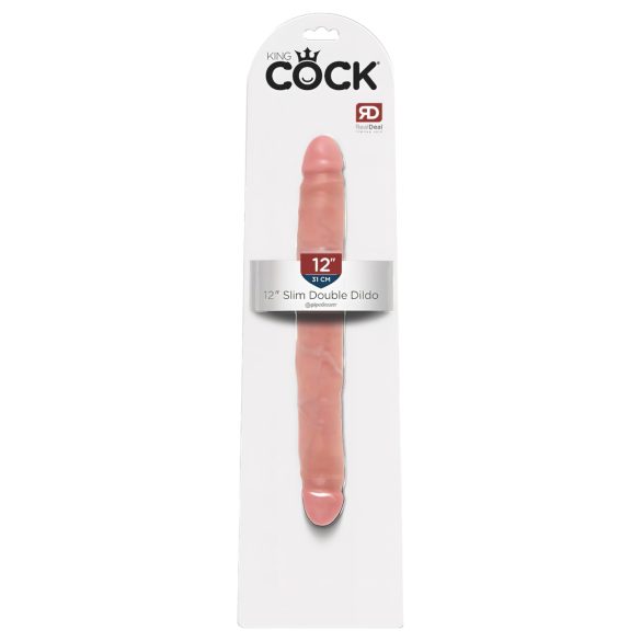 King Cock 12 Slim - dabīgs dubults dildo (31 cm) - naturāla krāsa