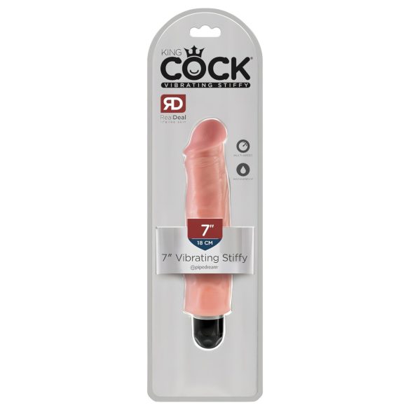 King Cock 7 Stiffy - ūdensnecaurlaidīgs, reālistisks vibrators (18cm) - naturāls