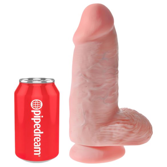 King Cock dildo ar stiprinājumu un sēkliniekiem 23cm naturāls