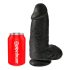 King Cock 9 Chubby - melns dildos ar piesūcekni un sēkliniekiem (23cm)