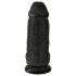 King Cock 9 Chubby - melns dildos ar piesūcekni un sēkliniekiem (23cm)
