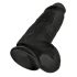 King Cock 9 Chubby - melns dildos ar piesūcekni un sēkliniekiem (23cm)