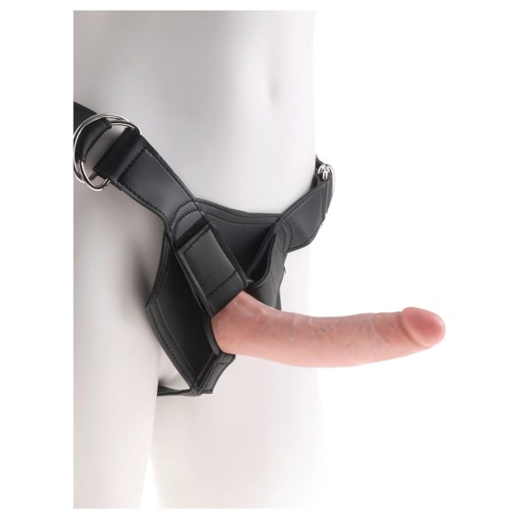 King Cock 7 - melnā piestiprināmā dildo ar jostu