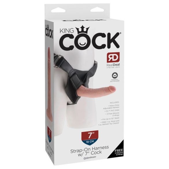 King Cock 7 - strap-on dildo ar jostu melns