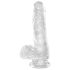 King Cock Clear 6 - piesūcekņa dildo ar sēkliniekiem (15 cm)