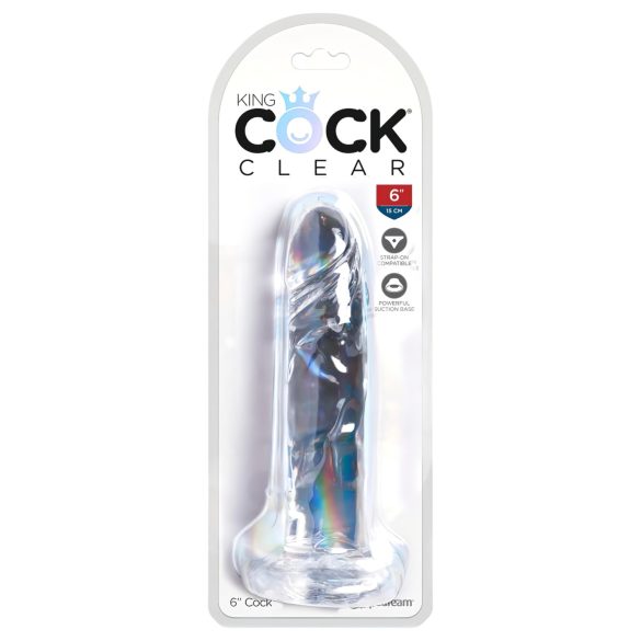 King Cock Clear 6 - piesūcekņa dildo 15 cm caurspīdīgs