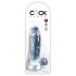 King Cock Clear 7 - piesūcekņa, sēklinieku dildo (18 cm)