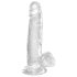 King Cock Clear 7 - piesūcekņa, sēklinieku dildo (18 cm)