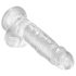 King Cock Clear 7 - piesūcekņa, sēklinieku dildo (18 cm)