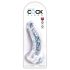 King Cock Clear 7,5 - piesūcekņa dildo ar sēkliniekiem (19 cm)