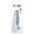 King Cock Clear 8 – piesūcekņa dildo ar sēkliniekiem (20 cm)
