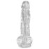 King Cock Clear 8 - piesūcekņa dildo ar sēkliniekiem 20 cm
