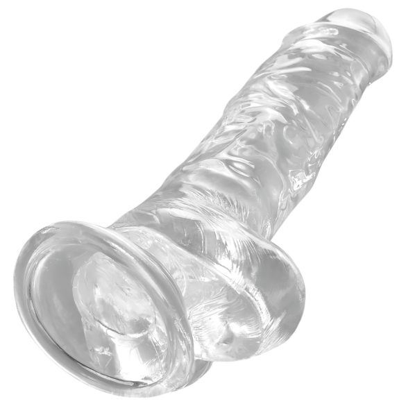 King Cock Clear 8 - piesūcekņa dildo ar sēkliniekiem 20 cm