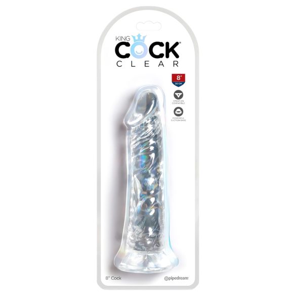 King Cock Clear 8 - piesūceknis, liels dildo (20cm)