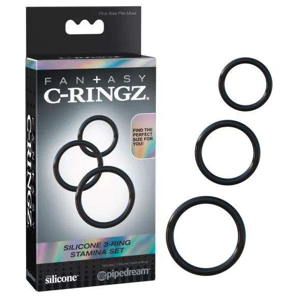 Fantasy C-Ringz - erekcijas gredzenu komplekts vīriešiem melns
