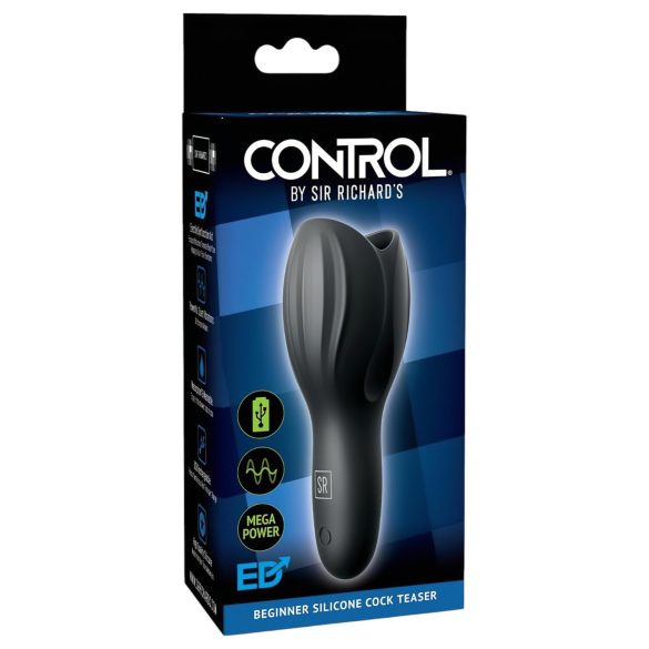 / Control Cock Teaser - ūdensizturīgs, akumulators, galviņas vibrators (melns)