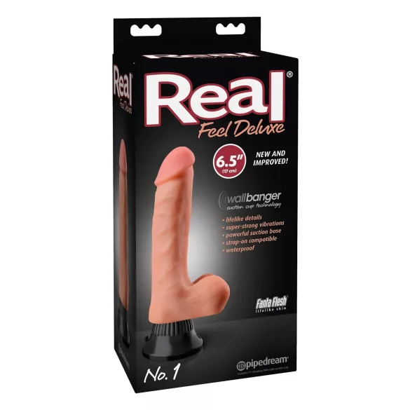 Real Feel Deluxe No.1 - vibrators ar sēkliniekiem realistisks miesas krāsas
