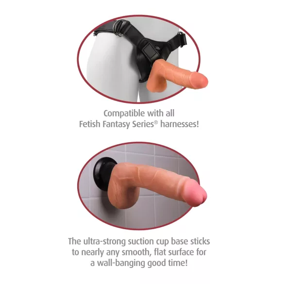 Real Feel Deluxe No.1 - vibrators ar sēkliniekiem realistisks miesas krāsas