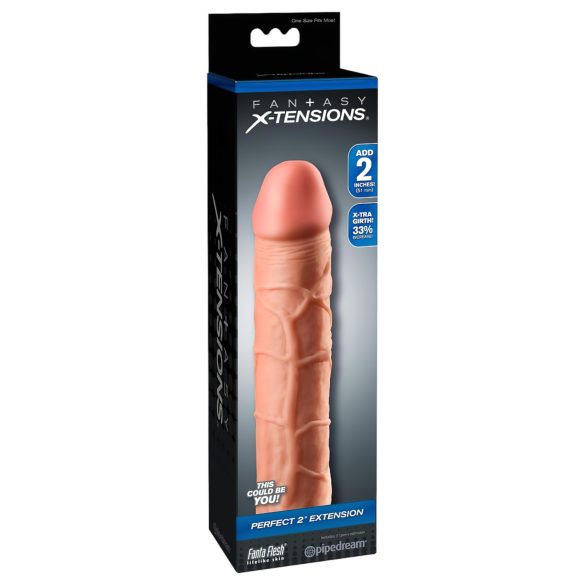 X-TENSION Perfect 2 - reālistisks dzimumlocekļa uzmava (20,3 cm) - dabīgs