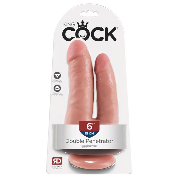 King Cock Double Penetrator - reālistiska dubultā dildo (dabīgā krāsā)