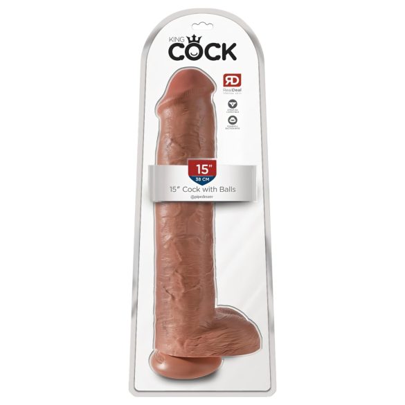 King Cock 15 - milzu dildo (38cm) - tumši dabisks