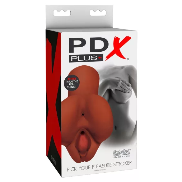 PDX Pick Your Pleasure - 2‑in‑1 reālistisks masturbators (brūns)