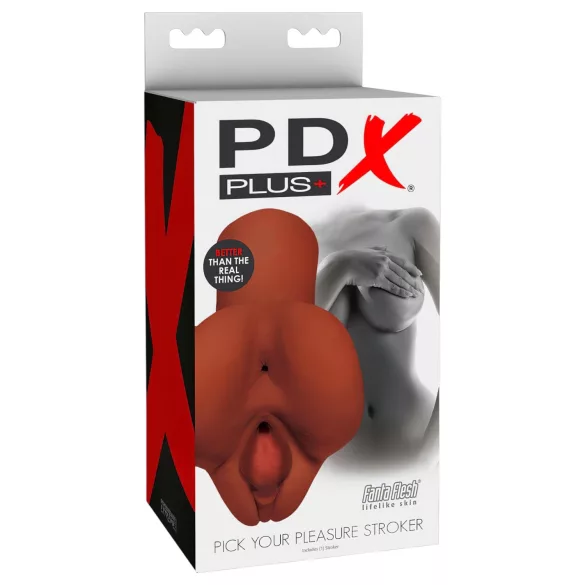 PDX Pick Your Pleasure - 2‑in‑1 reālistisks masturbators (brūns)