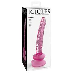 Icicles No. 86 - stikla dildo ar dzimumlocekļa formu rozā