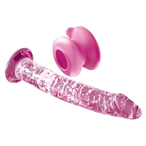 Icicles No. 86 - stikla dildo ar dzimumlocekļa formu rozā