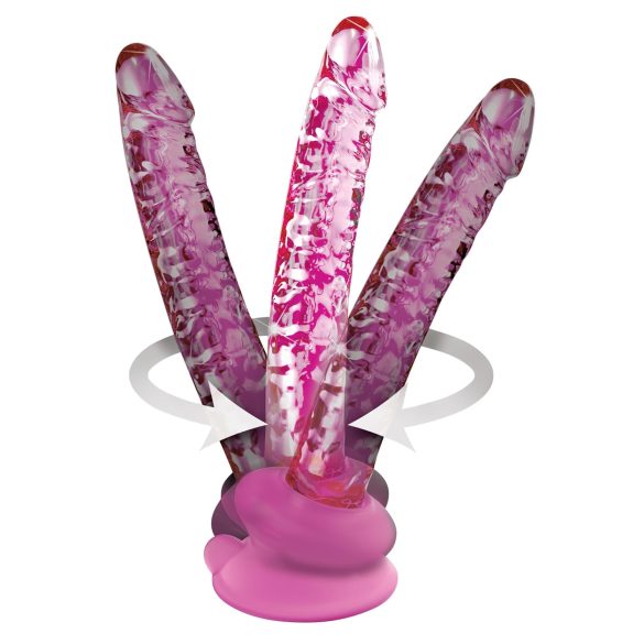 Icicles No. 86 - stikla dildo ar dzimumlocekļa formu rozā