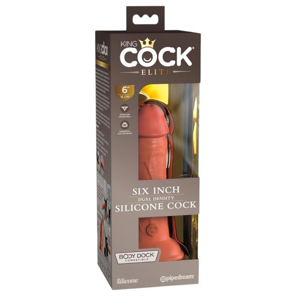 King Cock Elite 6 - piesūcekņa, reālistisks dildo (15 cm) - tumšs