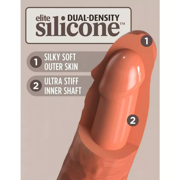 King Cock Elite 8 - dildo ar piesūcekni 20 cm tumši miesas krāsā