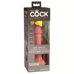   King Cock Elite 6 - vibrators ar piesūcekni (15 cm) - naturāls