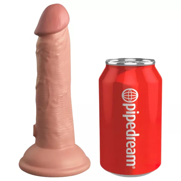 King Cock Elite 6 - vibrators ar piesūcekni (15 cm) - naturāls