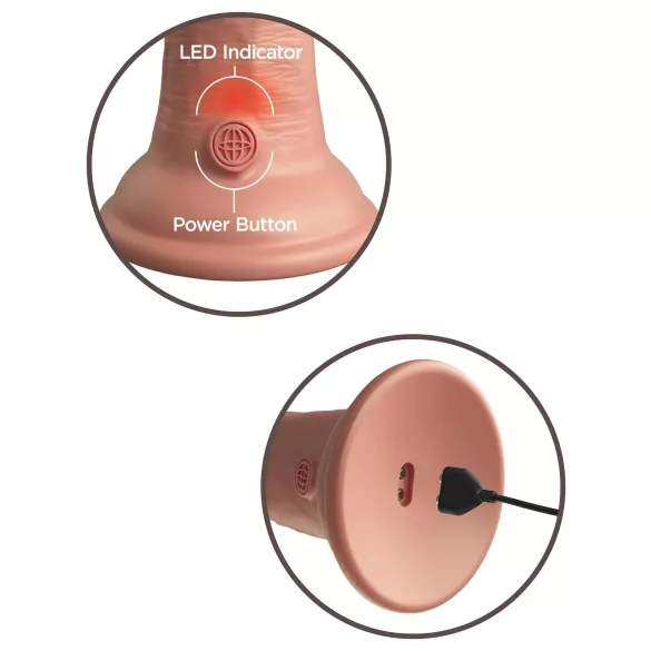 King Cock Elite 6 - vibrators ar piesūcekni (15 cm) - naturāls