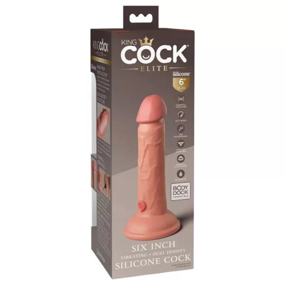 King Cock Elite 6 - reālistisks vibrators 15 cm tumši bēšs
