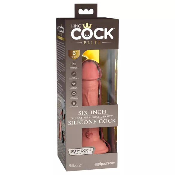 King Cock Elite 6 - reālistisks vibrators 15 cm tumši bēšs