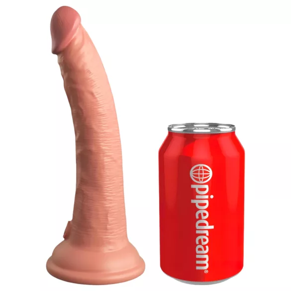 King Cock Elite 7 - vibrējošs dildo ar piesūcekni un tālvadību 18 cm dabīgs