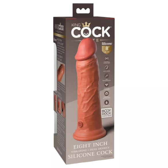 King Cock Elite 8 - reālistisks vibrators 20cm tumši miesas krāsas