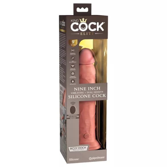 King Cock Elite 9 - vibrators ar piesūcekni 23cm dabīgs