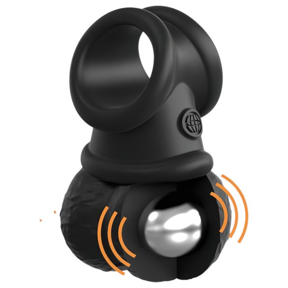 King Cock Crown Jewels - vibrējošs dzimumlocekļa gredzens (melns)